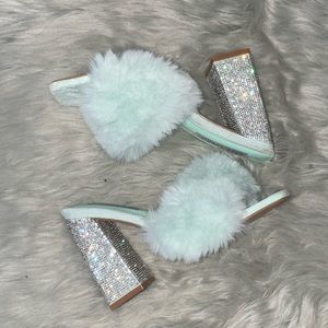 Rhinestone heeled open toe heels